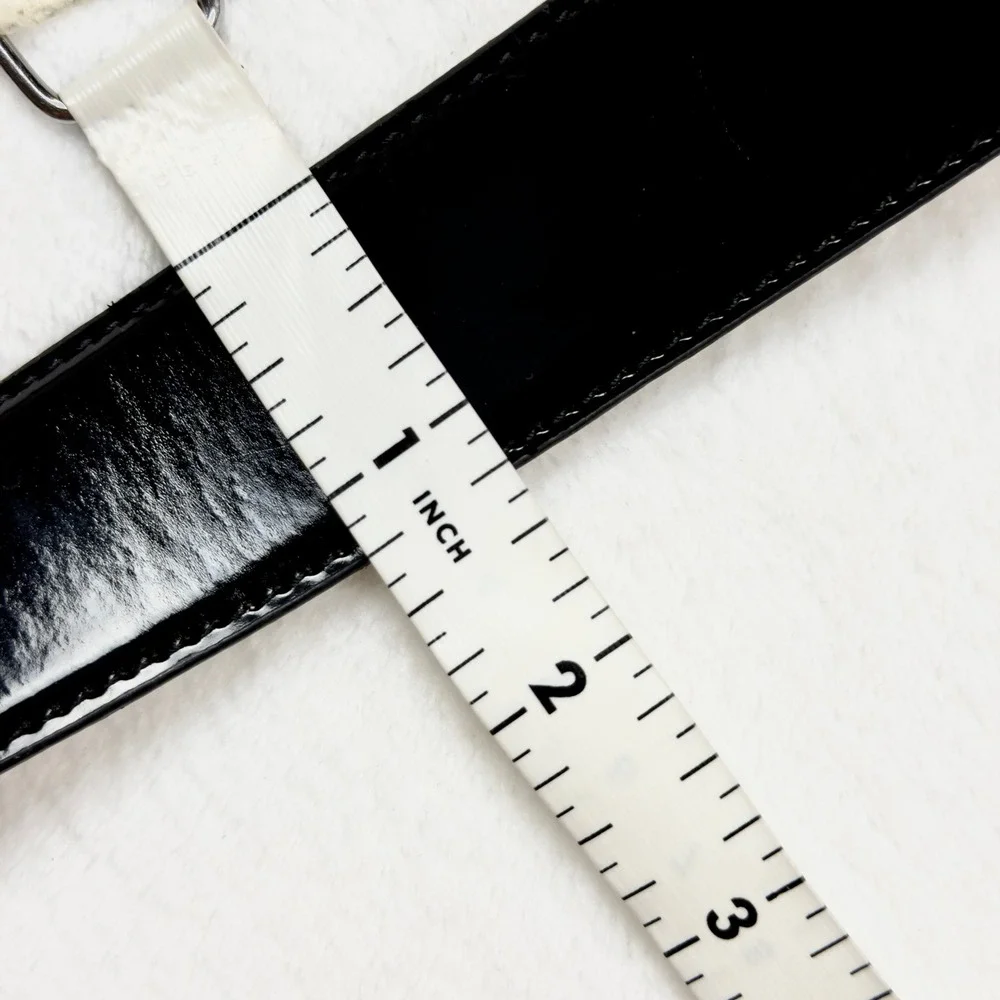 Y2K Glossy Black Wide Buckle Belt Chunky Wide Rectangle Sleek Retro Grunge